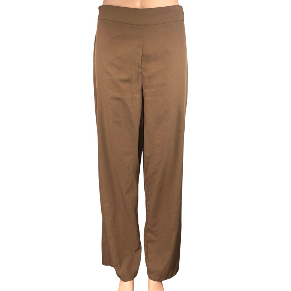 Vero Moda Brown Straight Wide Leg High Waist Pull On Trousers Dress Pants Size M
